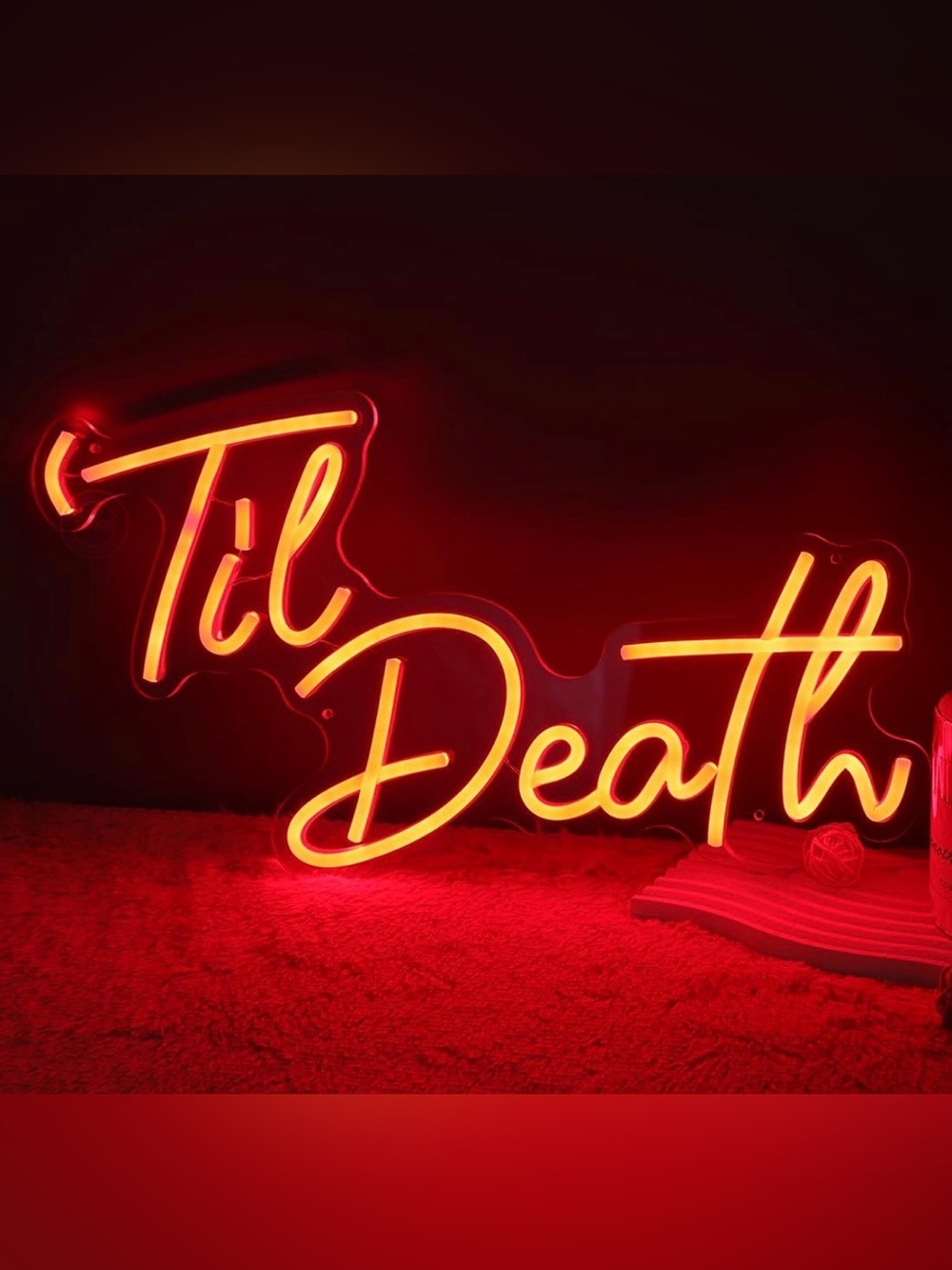 Red Neon 'Til Death Script Dimmable Sign